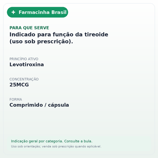LEVOTIROXINA 25MCG C/30 MERCK - ficha