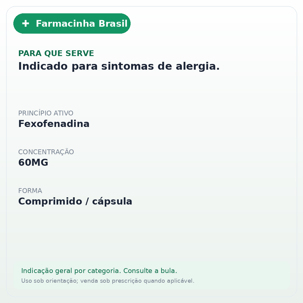 ALLEGRA 60MG 10 COMPRIMIDOS - ficha