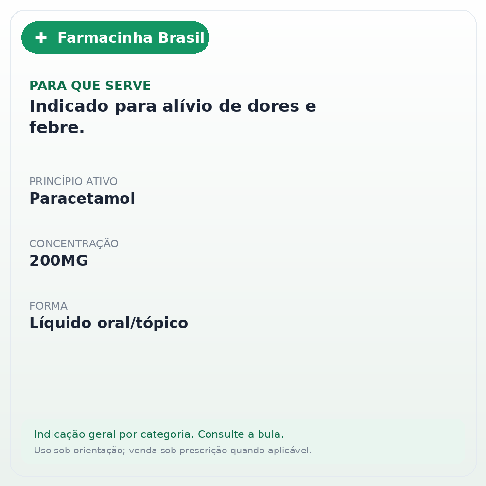 PARACETAMOL 200MG GOTAS 15ML(EMS) - ficha