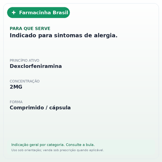 POLARAMINE 2MG 20 COMPRIMIDOS - ficha