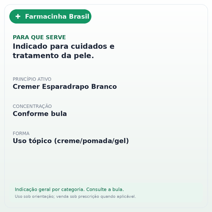 CREMER ESPARADRAPO BRANCO 2,5CMX4,5M - ficha