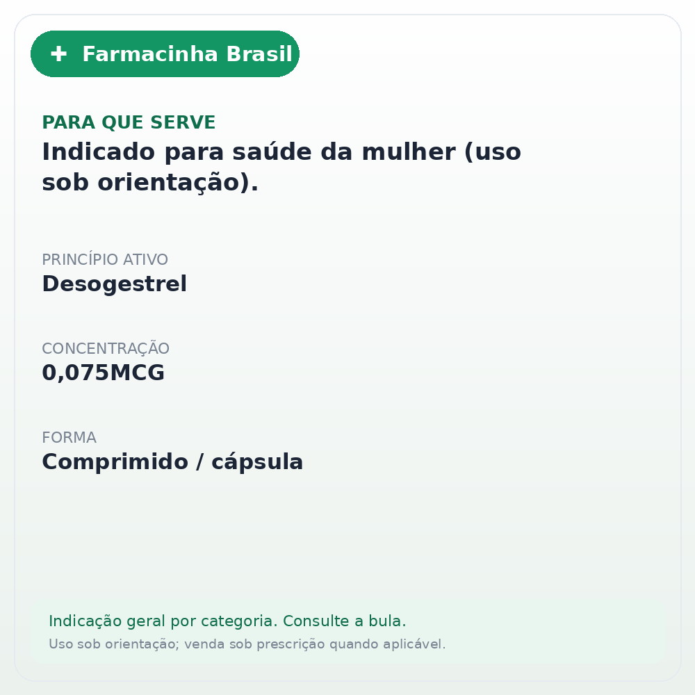 DESOGESTREL 0,075MCG 84 COMPRIMIDOS(EMS) - ficha