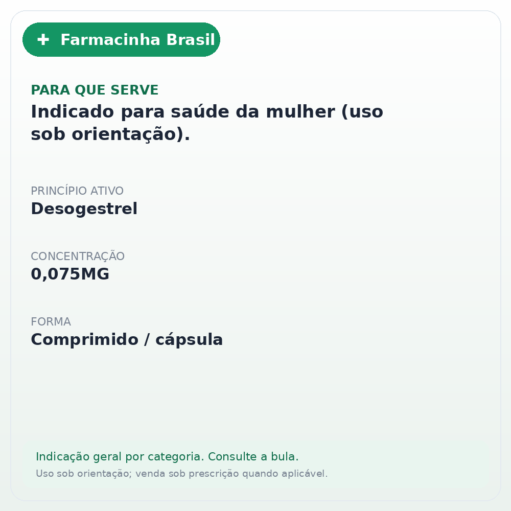 DESOGESTREL 0,075MG C/84 SANDOZ - ficha