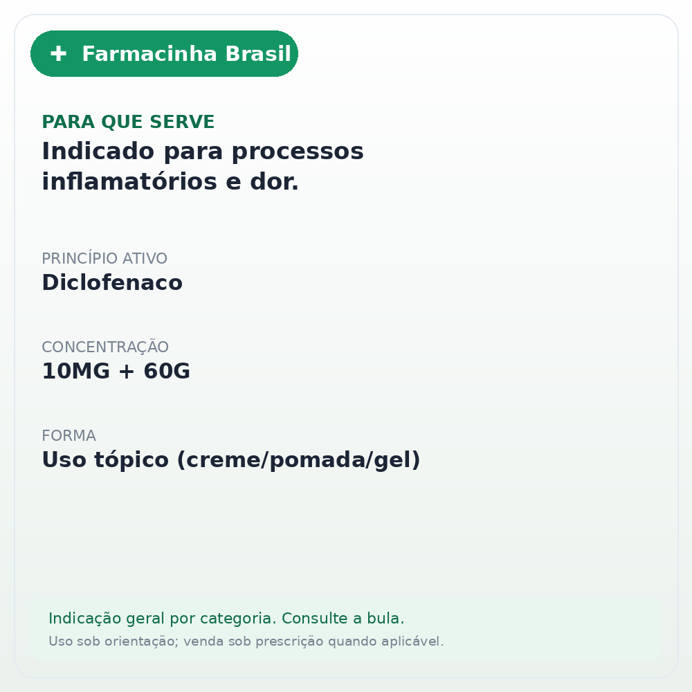 DICLOFENACO DIETILAMONIO 10MG GEL CREME 60G(EMS) - ficha