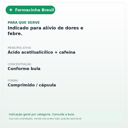 DORIL ENXAQUECA 8 COMPRIMIDOS - ficha