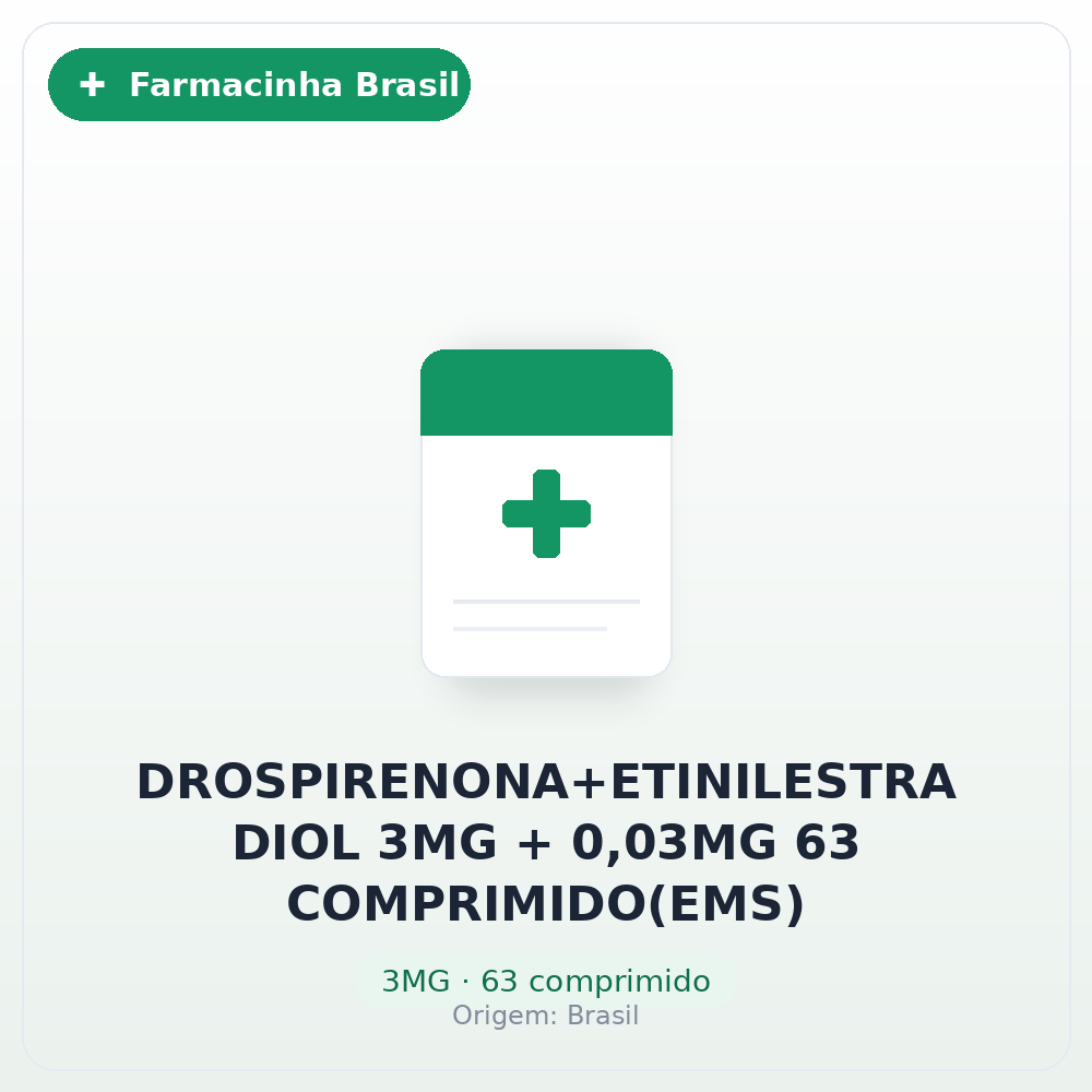 DROSPIRENONA+ETINILESTRADIOL 3MG + 0,03MG 63 COMPRIMIDO(EMS)
