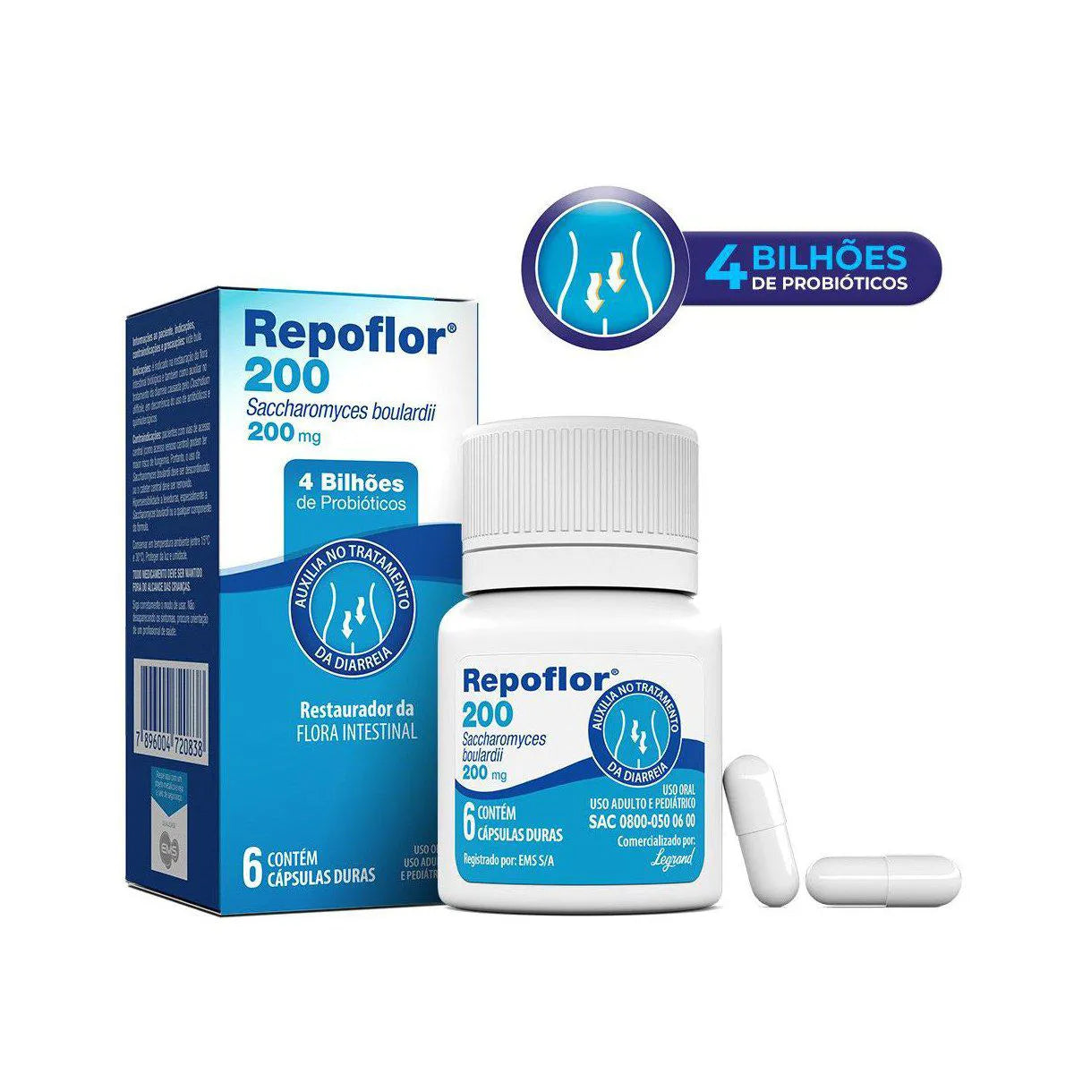 Repoflor Probiótico 200mg 6 Cápsulas