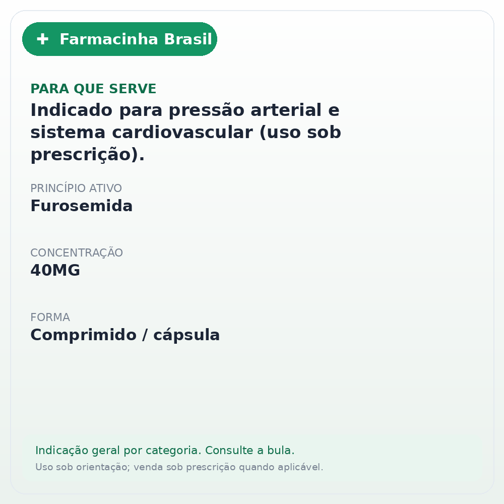 FUROSEMIDA 40MG 30 COMPRIMIDOS(BIO) - ficha