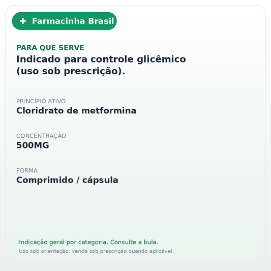 GLIFAGE XR 500MG 30 COMPRIMIDOS - ficha