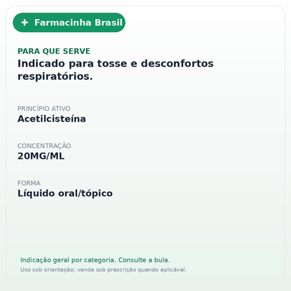ACETILCISTEINA 20MG/ML PEDIATRICO XAROPE 120ML(EUR) - ficha