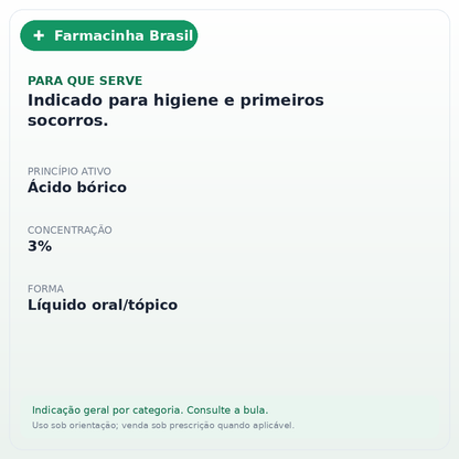 AGUA BORICADA 3% 100ML FARMAX - ficha