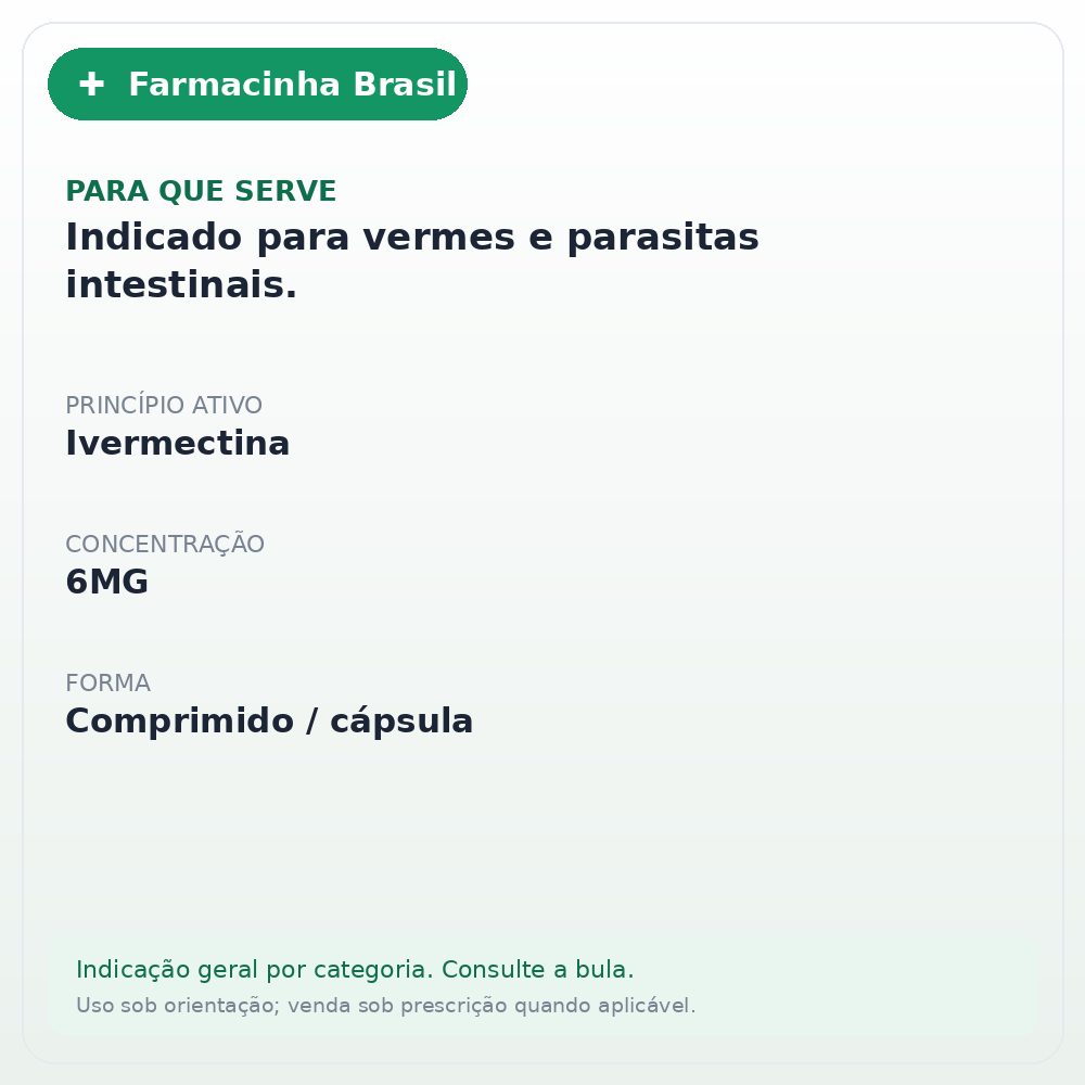 IVERMECTINA 6MG 4CPR GLOBO - ficha