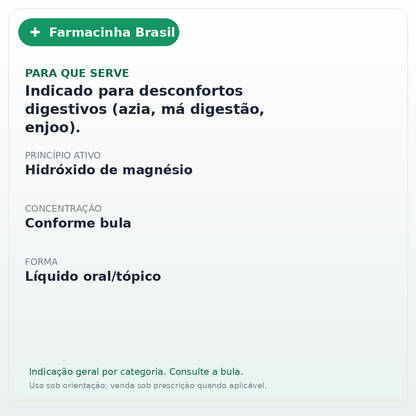LEITE DE MAGNESIA HORTELA 120ML ASPEN - ficha