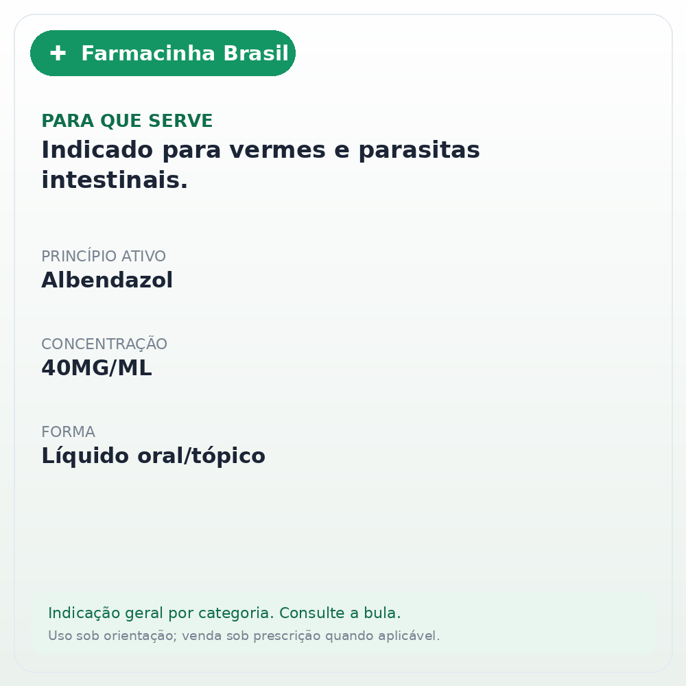 ALBENDAZOL 40MG/ML 10ML EMS - ficha