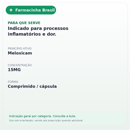 MELOXICAM 15MG 10 COMPRIMIDOS(MED) - ficha