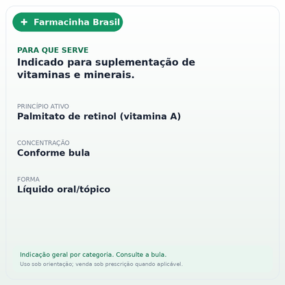 Monovin A 20ml Original Vitaminaa Para Crescer Muito Cabelo - ficha