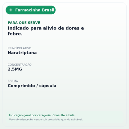 NARATRIPTANA 2,5MG 10 COMPRIMIDOS(MED) - ficha