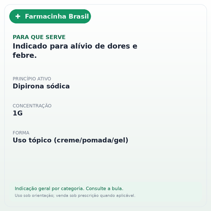 NOVALGINA 1G C/10 LIMAO SANOFI - ficha