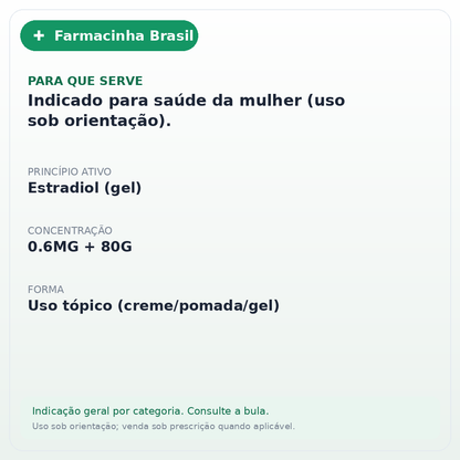 Oestrogel Pump 0.6mg Gel 80G + Valvula - ficha