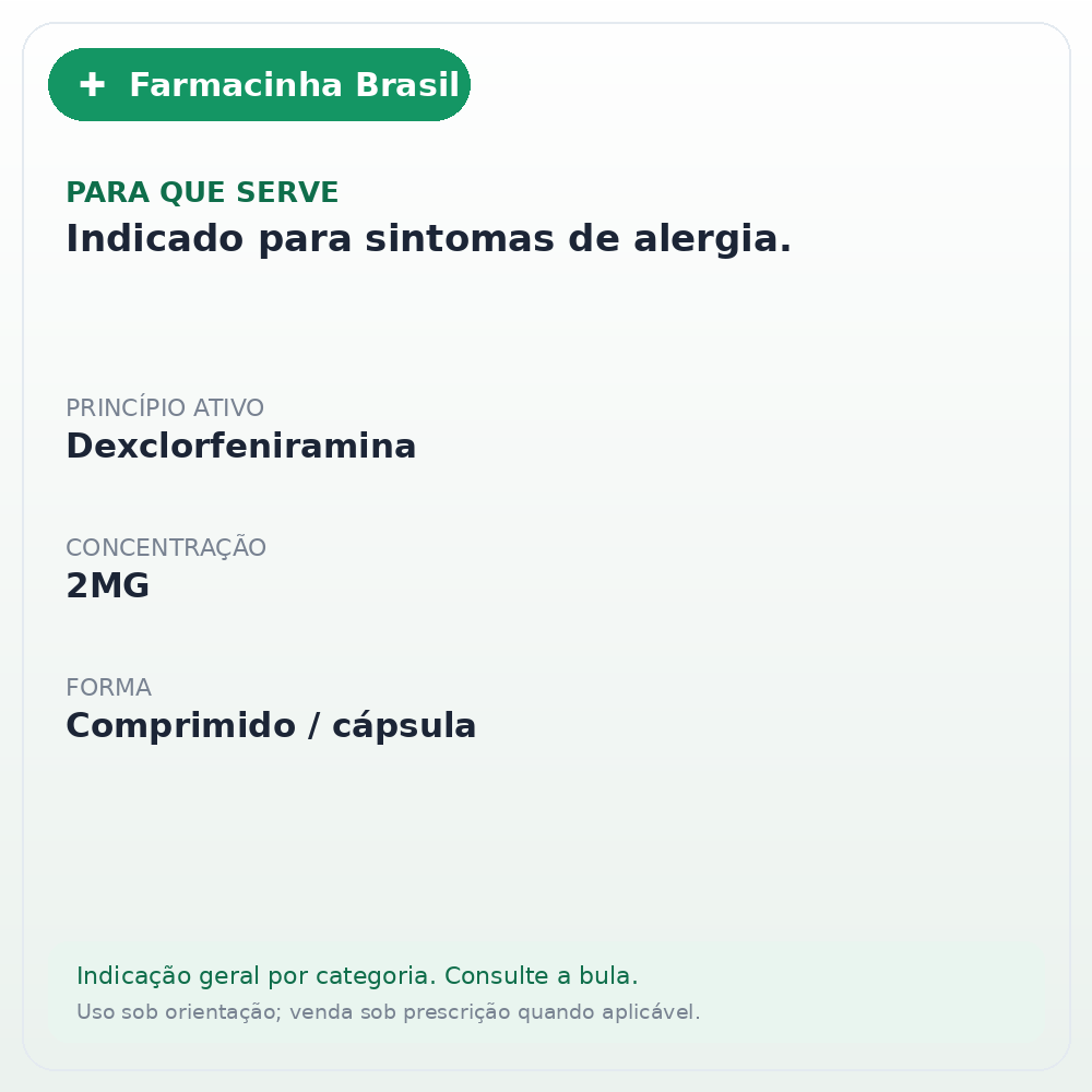 POLARAMINE 2MG 20 COMPRIMIDOS - ficha