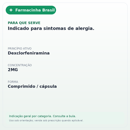 POLARAMINE 2MG 20 COMPRIMIDOS - ficha