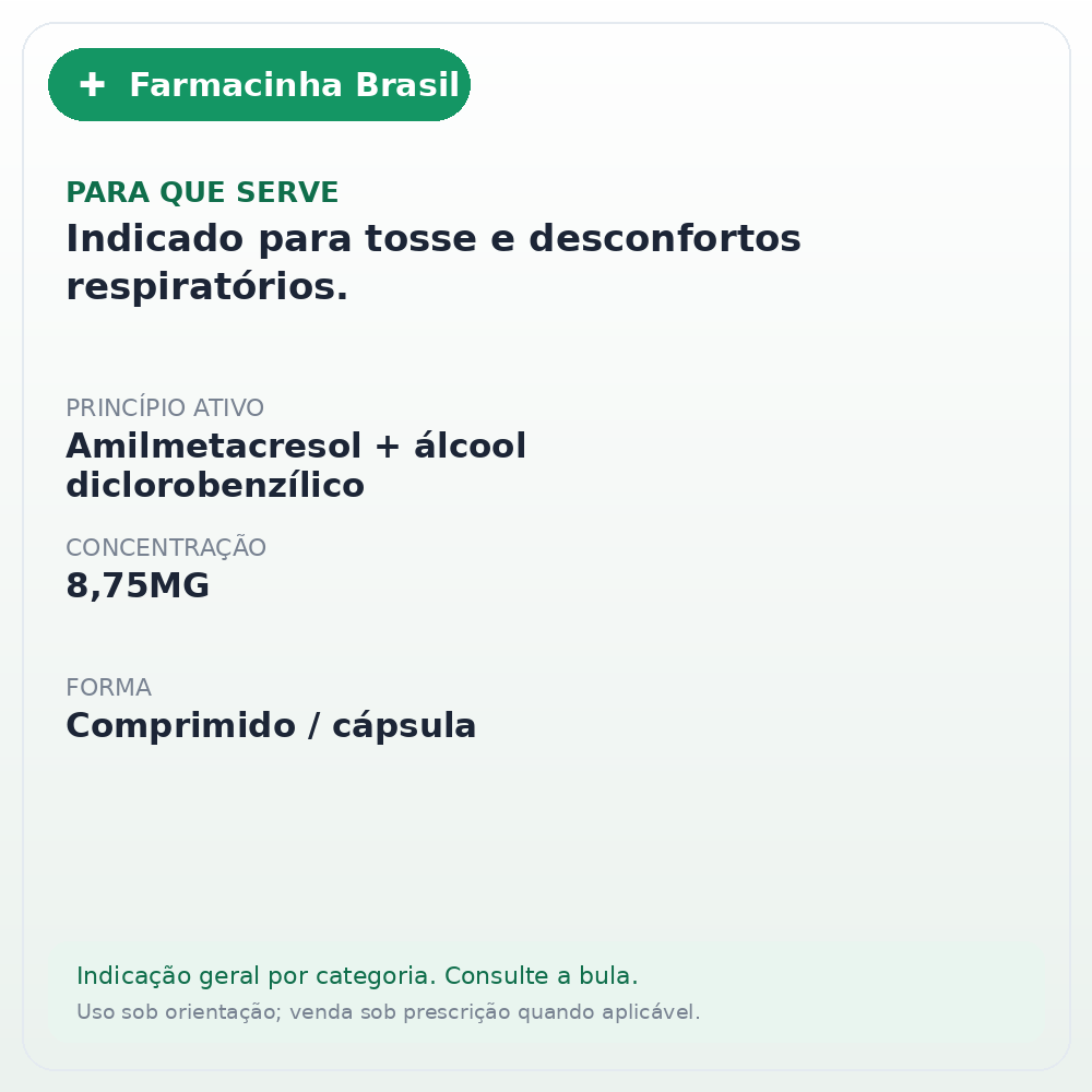 STREPSILS 8,75MG SABOR MEL LIMAO 08 PASTILHAS - ficha