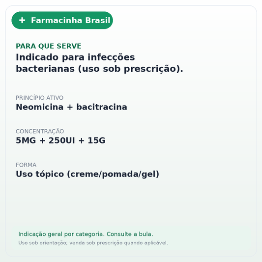 SULFATO DE NEOMICINA + BACITRACINA 5MG/250UI POMADA 15G(EMS) - ficha