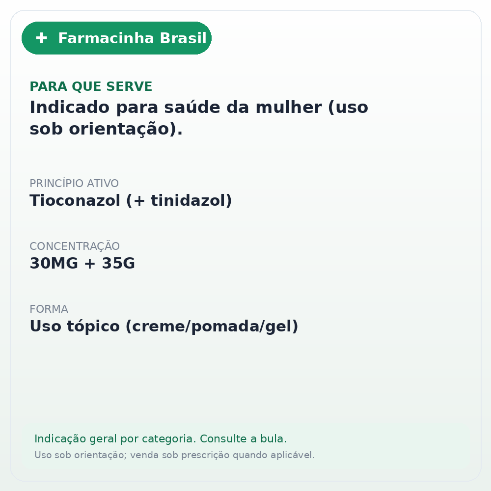TIOCONAZOL + TINIDAZOL 20/30MG VAGINAL CREME 35G + 07 A(GER) - ficha