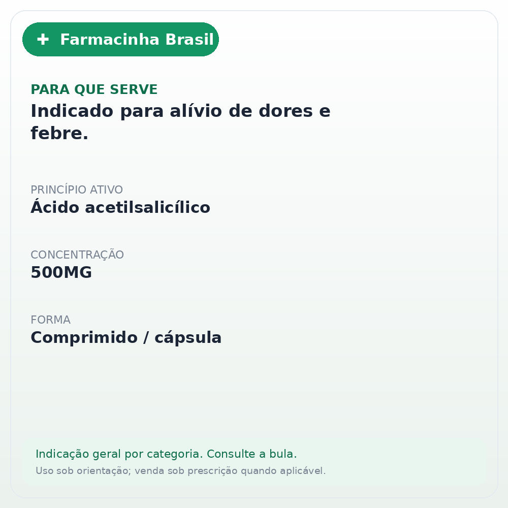 ASPIRINA 500MG 20 COMPRIMIDOS - ficha