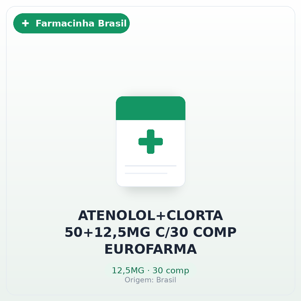 ATENOLOL+CLORTA 50+12,5MG C/30 COMP EUROFARMA