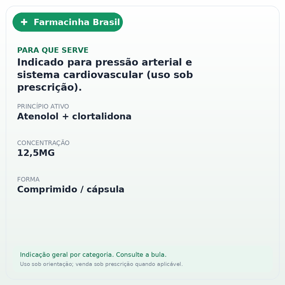 ATENOLOL+CLORTALIDONA 50/12,5MG 30 COMPRIMIDOS(EMS) - ficha