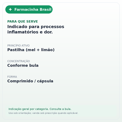 BENALET MEL E LIMAO 12 PASTILHAS - ficha