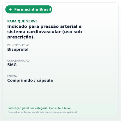 BISOPROLOL 5MG C/30 COMP EMS - ficha