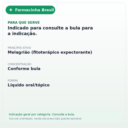 CATARINENSE MELAGRIAO XAROPE 150ML - ficha
