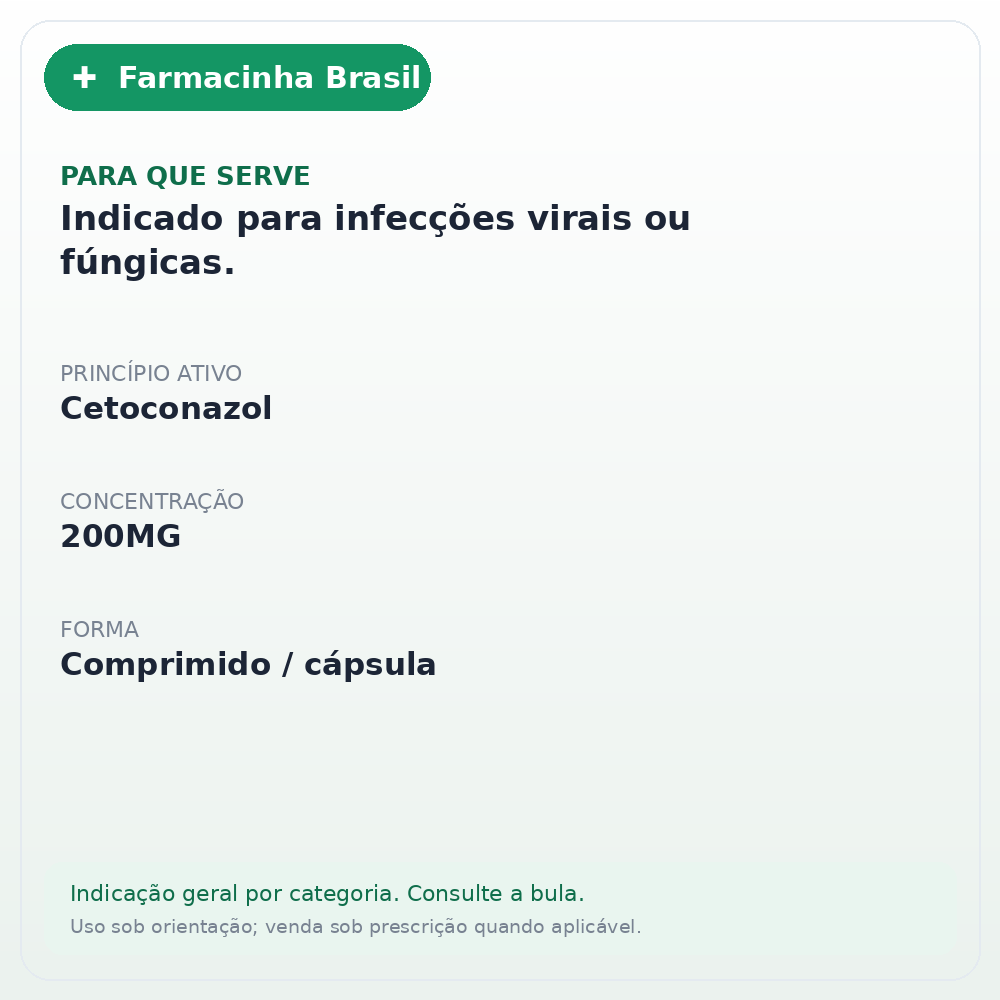 CETOCONAZOL 200MG C/30 COMP PRATI - ficha