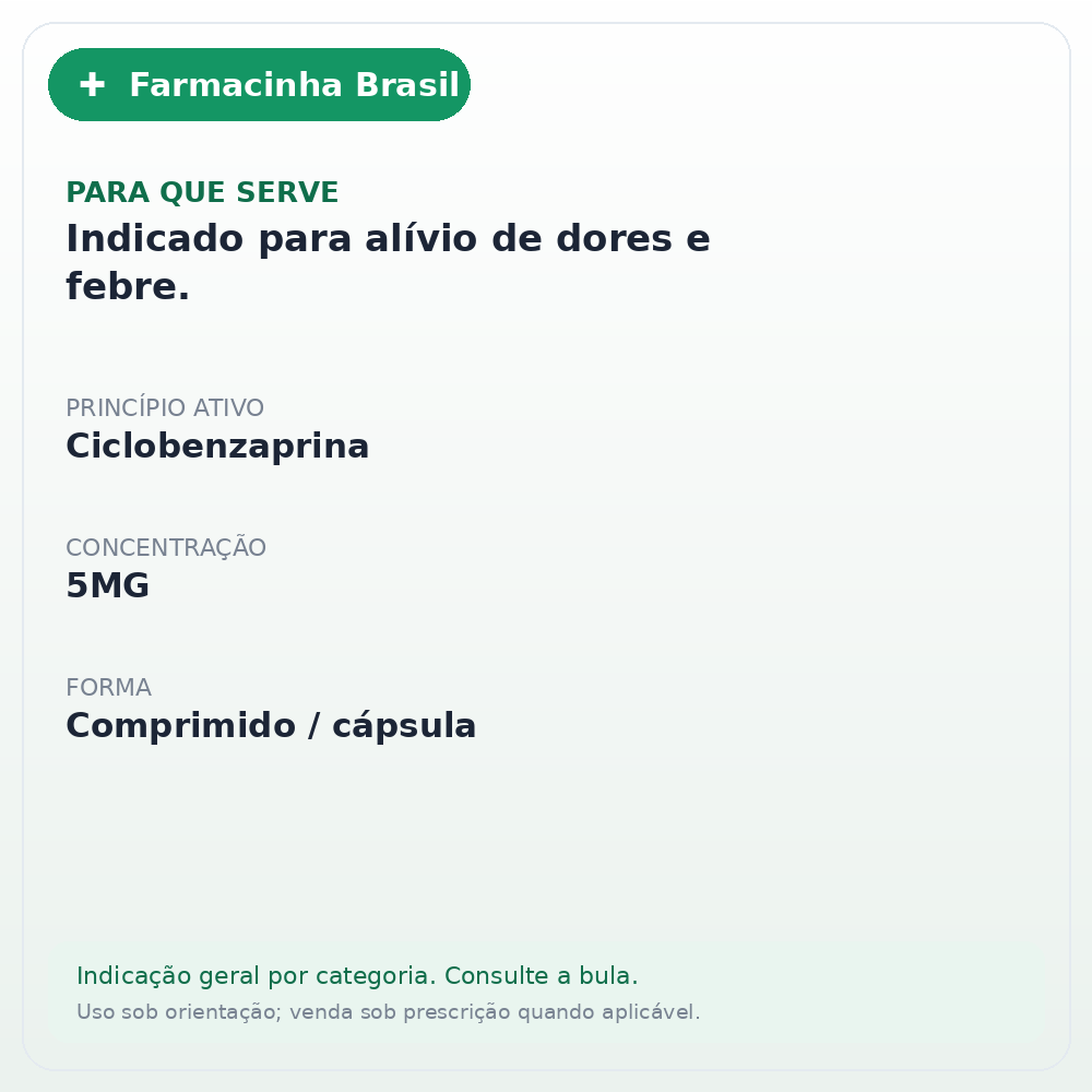 CICLOBENZAPRINA 5MG C/30 COMP EUROFARMA - ficha
