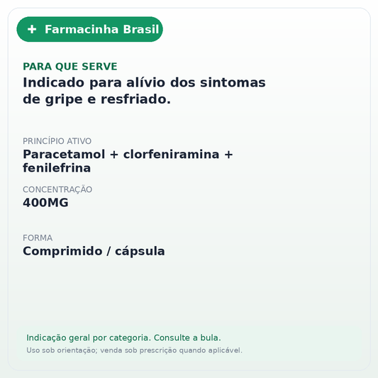 CIMEGRIPE 400MG 20 CAPSULAS - ficha
